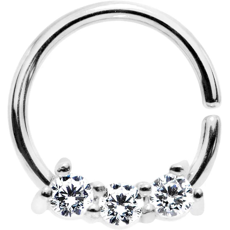 Women's Earrings – Elegant Designs for Every Personality--18 Gauge 5/16 Clear Cubic Zirconia Stainless Steel Circular Ring