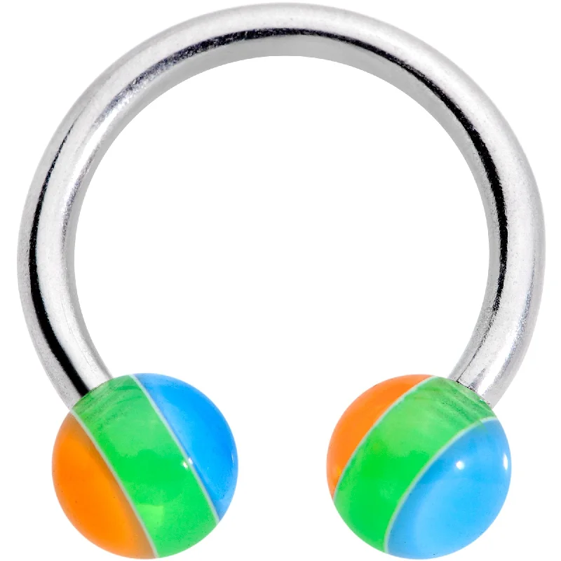 Designer Lip Rings with Sleek Finishes14 Gauge 7/16 Beach Ball Acrylic Ball Horseshoe Circular Barbell Designer Lip Rings with Sleek Finishes14 Gauge 7/16 Beach Ball Acrylic Ball Horseshoe Circular Barbell