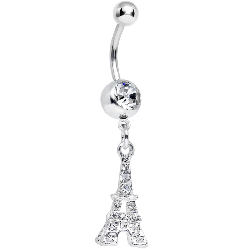 Stylish Belly Rings with Vibrant Colors -Clear Gem Paris is for Love Eiffel Tower Dangle Belly Ring Stylish Belly Rings with Vibrant Colors -Clear Gem Paris is for Love Eiffel Tower Dangle Belly Ring