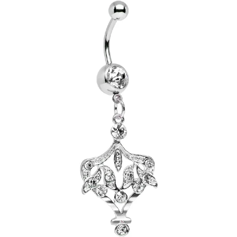 Elegant Belly Rings for Special Celebrations -Clear Grecian Gem Vase Full of Bling Dangle Belly Ring Elegant Belly Rings for Special Celebrations -Clear Grecian Gem Vase Full of Bling Dangle Belly Ring