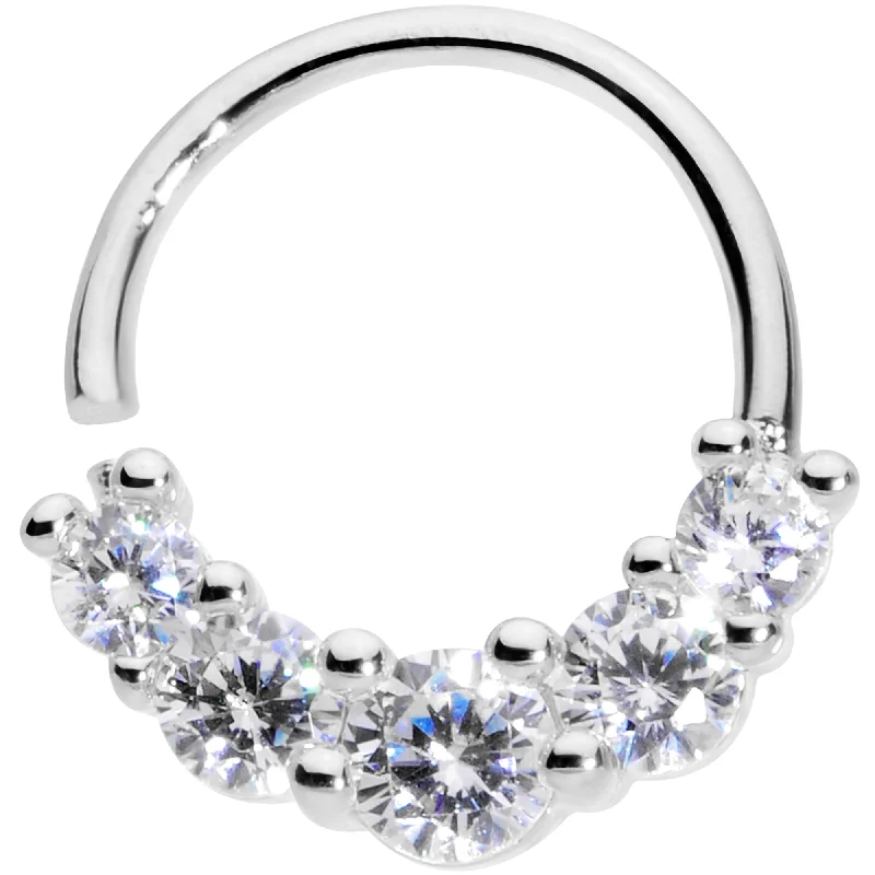 Lip Rings for Comfortable Piercing16 Gauge 3/8 Clear CZ Gem Cluster Closure Ring