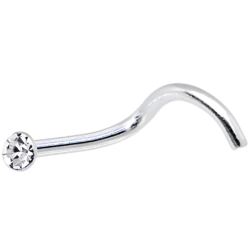 Nose Rings with Citrine Stones -Sterling Silver 1.2mm Clear Nose Ring Created with Crystals