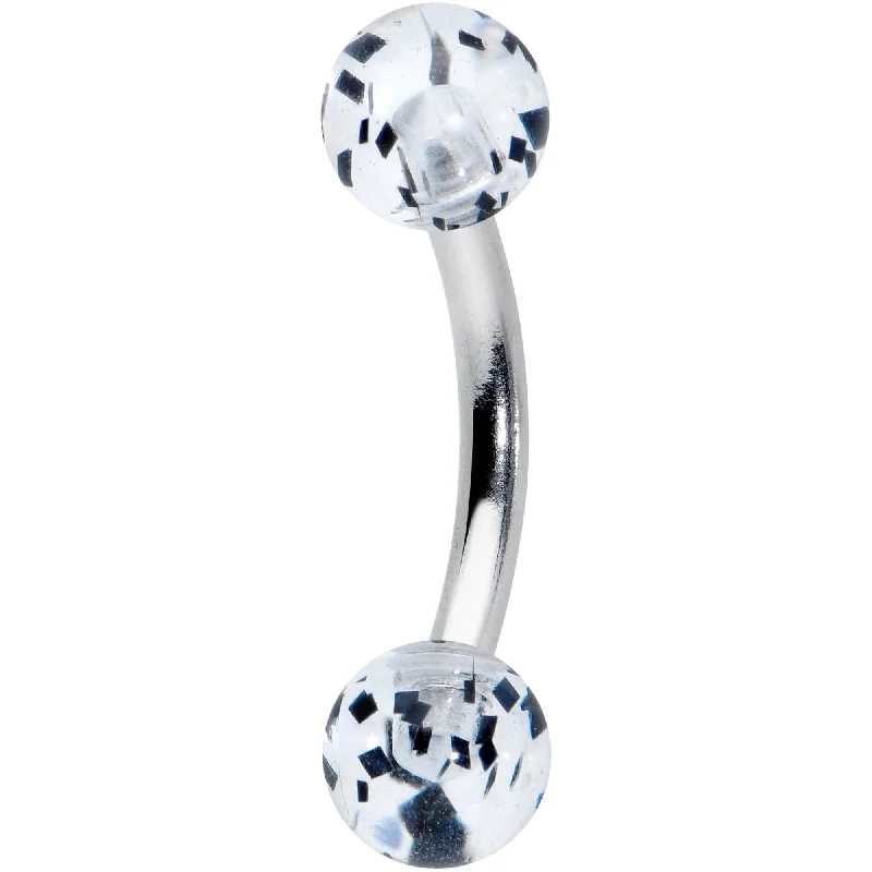 Women's Earrings – Elegant Designs for Every Personality--16 Gauge 1/4 Clear Black Glitter Ends Rook Curved Barbell