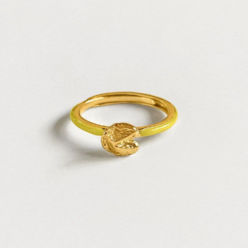 Chic Women's Rings for Fashion-Forward Looks-Fortune Cookie Ring (Yellow) - Gold