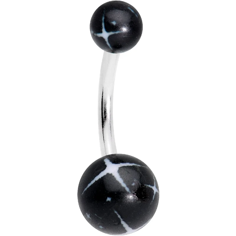 Belly Rings for Bold Fashion Choices -White on Black Starburst Finish Belly Ring