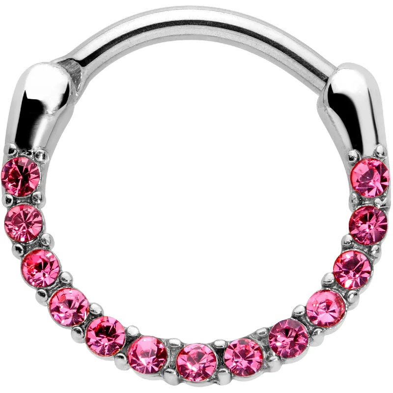 Women's Earrings – Elegant Designs for Every Personality--16 Gauge 3/8 Pink Gem Paved Cartilage Clicker