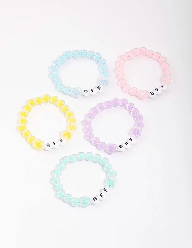 Handcrafted Wedding Bangles for Women-Kids Rainbow BFF Beaded Stretch Bracelet 5-Pack Handcrafted Wedding Bangles for Women-Kids Rainbow BFF Beaded Stretch Bracelet 5-Pack