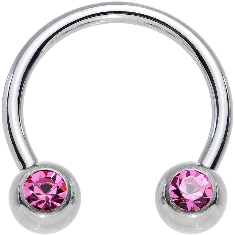 Women's Earrings – Elegant Designs for Every Personality--16 Gauge 3/8 4mm Pink Gem Horseshoe Circular Barbell Women's Earrings – Elegant Designs for Every Personality--16 Gauge 3/8 4mm Pink Gem Horseshoe Circular Barbell
