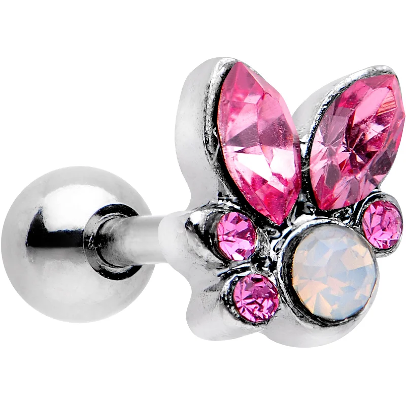 Women's Earrings – Elegant Designs for Every Personality--White Faux Opal Pink Gem Naupaka Flower Tragus Cartilage Earring Women's Earrings – Elegant Designs for Every Personality--White Faux Opal Pink Gem Naupaka Flower Tragus Cartilage Earring