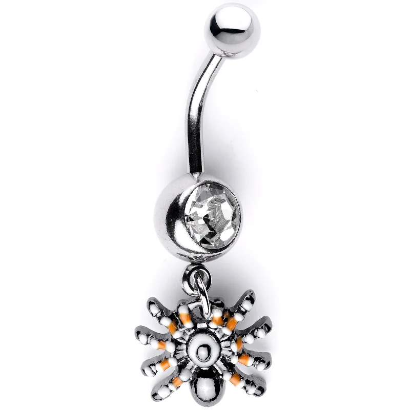 Comfortable Belly Rings for Unique Fashion -Clear Gem Tarantula Spider Halloween Dangle Belly Ring Comfortable Belly Rings for Unique Fashion -Clear Gem Tarantula Spider Halloween Dangle Belly Ring