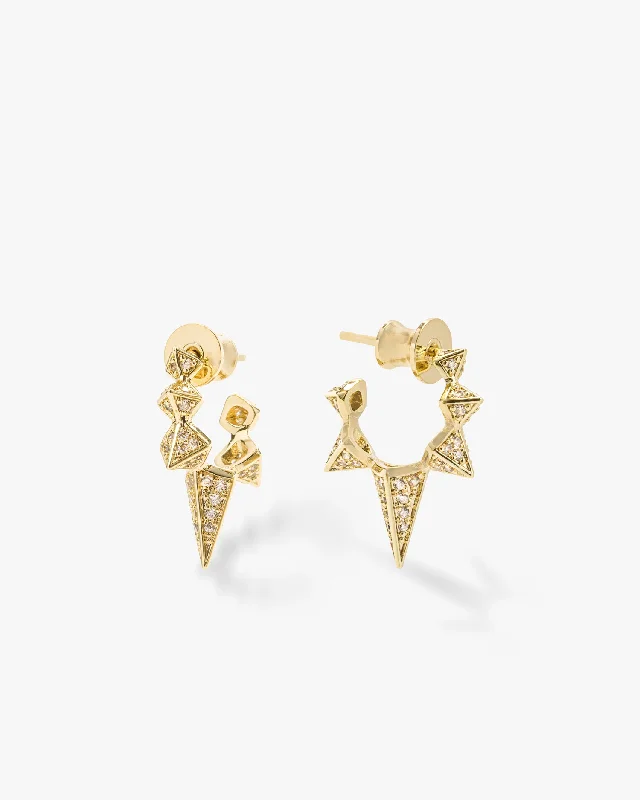 Women's Earrings – Elegant Designs for Every Personality--Gabriella Pavé Spiked Hoops - Gold|White Diamondettes
