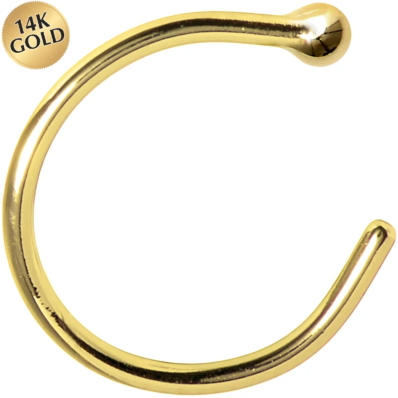 Timeless and Beautiful Nose Rings -20 Gauge 5/16 Solid 14KT Yellow Gold Nose Hoop