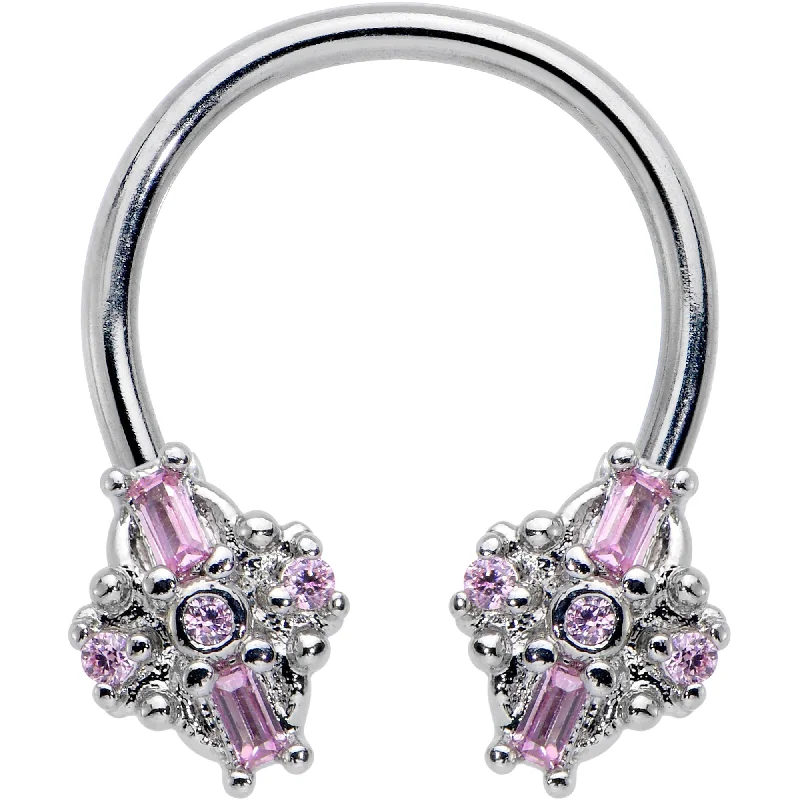 Elegant Lip Rings for Classy Look16 Gauge 3/8 Pink Gem Opulent Cross Horseshoe Circular Barbell