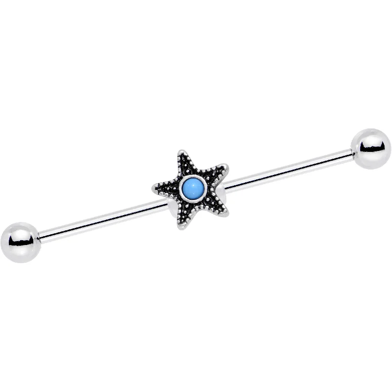 Women's Earrings – Elegant Designs for Every Personality--14 Gauge Southwestern Blue Orb Starfish Industrial Barbell 1 1/2 Women's Earrings – Elegant Designs for Every Personality--14 Gauge Southwestern Blue Orb Starfish Industrial Barbell 1 1/2