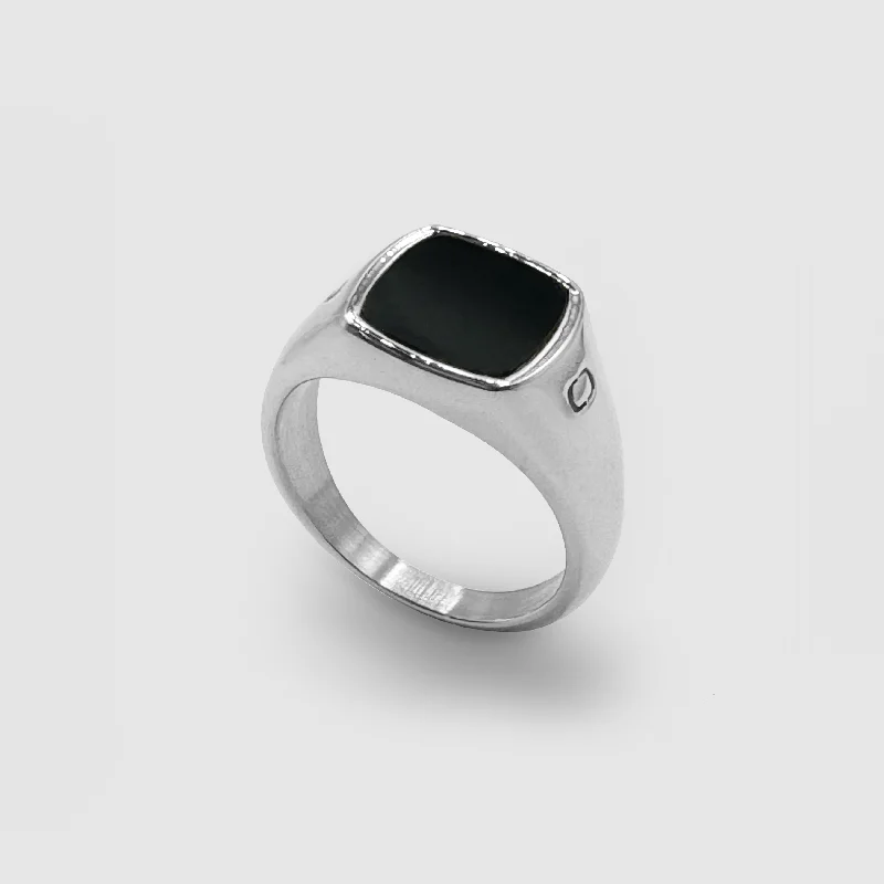 Top Men's Rings – Crafted for Every Style  Onyx Squared Stone Signet Ring (Silver)