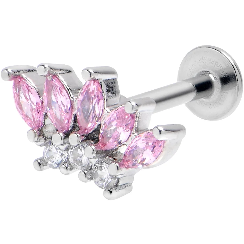 Lip Rings with Simple yet Elegant Design16 Gauge 5/16 Pink Gem Fashion Fan Labret Monroe Tragus