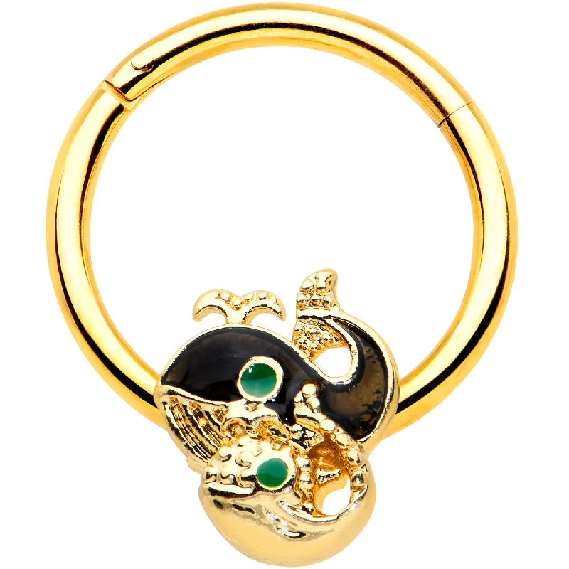 Nose Rings for Personal Style -16 Gauge 3/8 Gold Tone Mom Baby Whale Hinged Segment Ring Nose Rings for Personal Style -16 Gauge 3/8 Gold Tone Mom Baby Whale Hinged Segment Ring