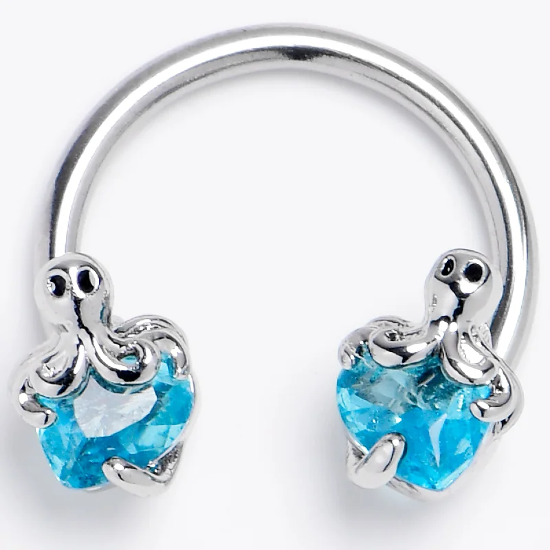 Women's Earrings – Elegant Designs for Every Personality--16 Gauge 3/8 Blue Gem Octopus Heart Horseshoe Circular Barbell Women's Earrings – Elegant Designs for Every Personality--16 Gauge 3/8 Blue Gem Octopus Heart Horseshoe Circular Barbell