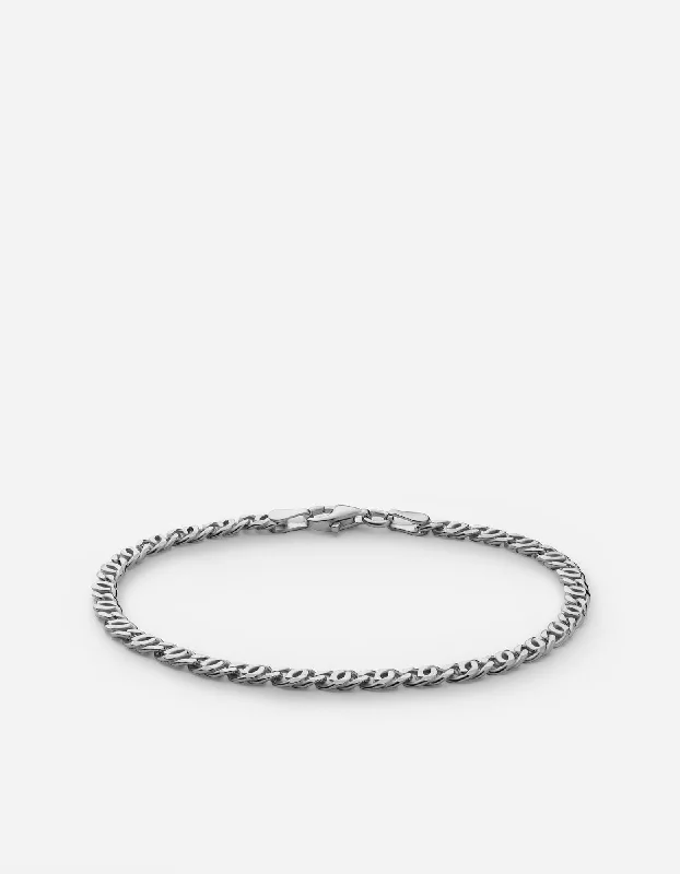 Cool Bracelets with Cross Designs for Men-Track Chain Bracelet, Sterling Silver