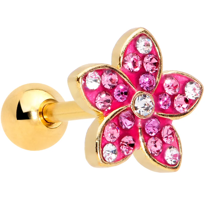 Women's Earrings – Elegant Designs for Every Personality--16 Gauge 1/4  Purple Gem Gold Tone Fabulous Flower Cartilage Tragus