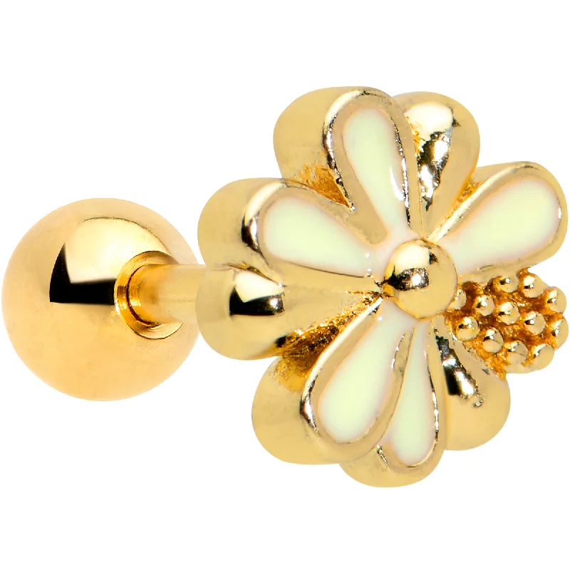 Women's Earrings – Elegant Designs for Every Personality--16 Gauge 1/4 Gold Tone White Texture Daisy Flower Cartilage Tragus Women's Earrings – Elegant Designs for Every Personality--16 Gauge 1/4 Gold Tone White Texture Daisy Flower Cartilage Tragus