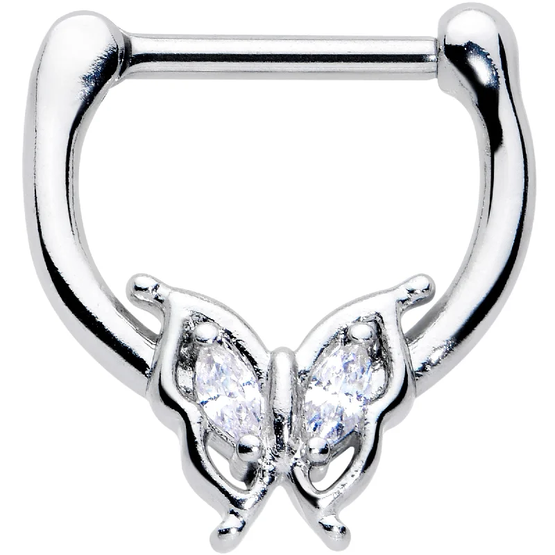 Women's Earrings – Elegant Designs for Every Personality--16 Gauge 5/16 Clear Gem Fancy Fab Butterfly Cartilage Clicker Women's Earrings – Elegant Designs for Every Personality--16 Gauge 5/16 Clear Gem Fancy Fab Butterfly Cartilage Clicker