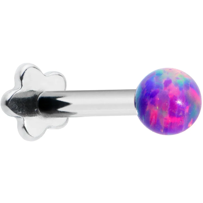 Custom Lip Rings for Personalized Appeal16 Gauge 5/16 Purple Synthetic Opal Titanium Threadless Flower Labret