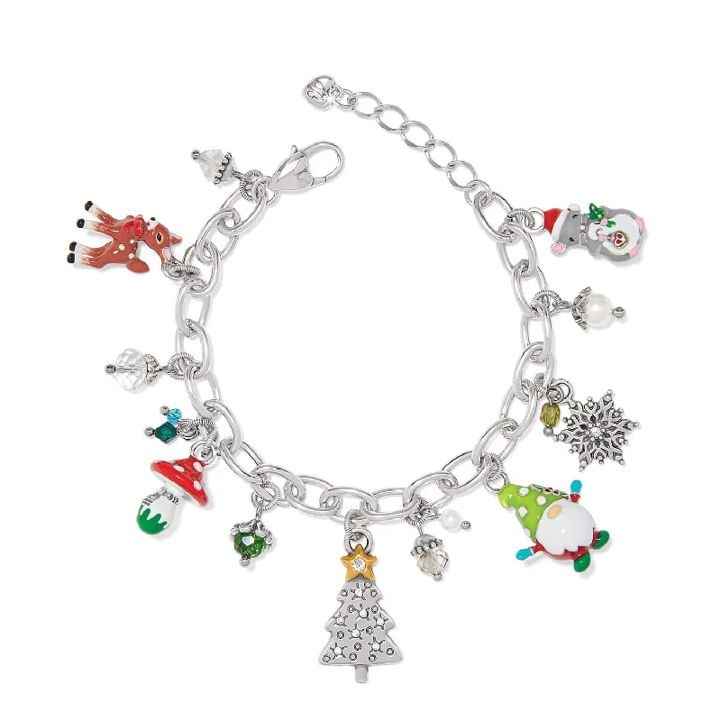 Handcrafted Bangles with Gemstone Settings for Women-Christmas Forest Charm Bracelet