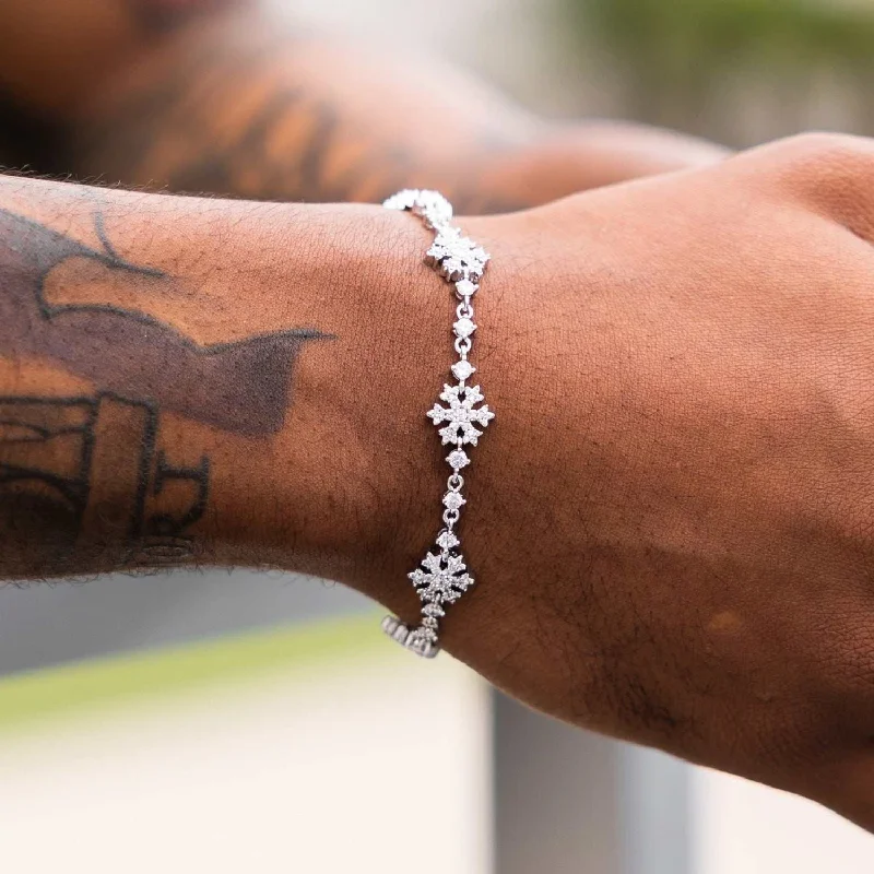 Men's Bracelets with Spiritual Meaning-Fivio Snowflake Bracelet - White Gold