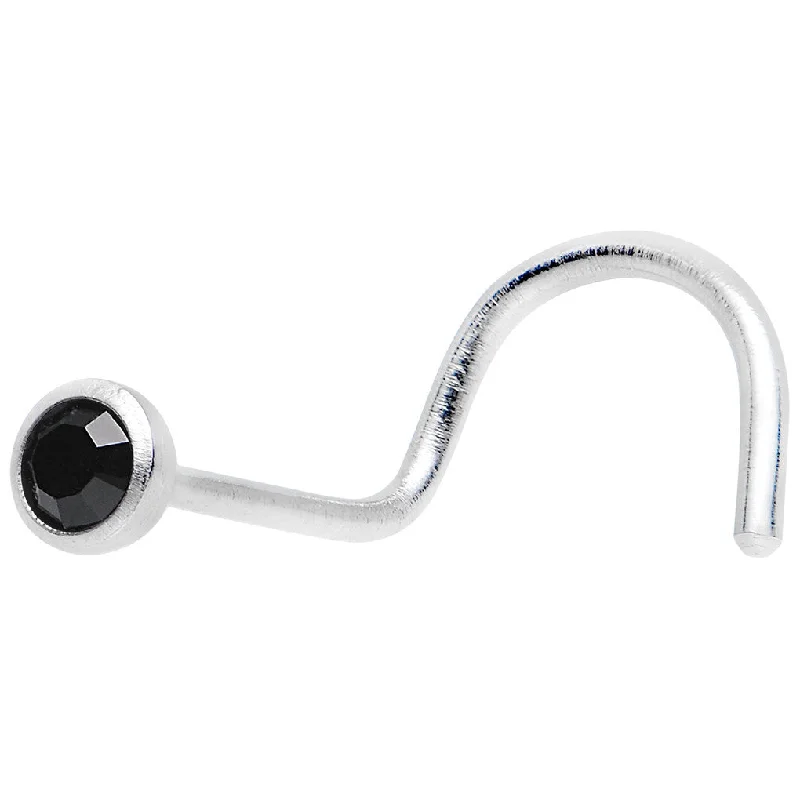Colored Nose Rings -22 Gauge Press Fit Black Diamond Gem Stainless Steel Nose Ring