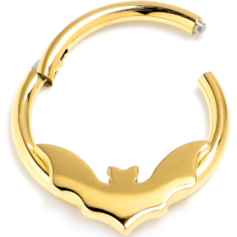 Women's Earrings – Elegant Designs for Every Personality--16 Gauge 3/8 Gold PVD Bat Precision Hinged Segment Ring Women's Earrings – Elegant Designs for Every Personality--16 Gauge 3/8 Gold PVD Bat Precision Hinged Segment Ring