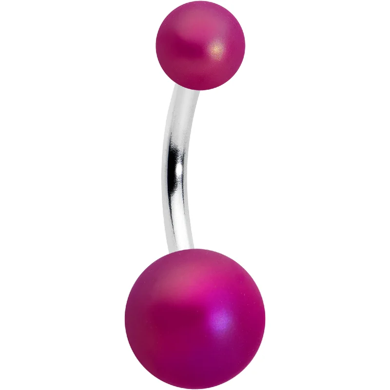 Comfortable Belly Rings for Active Lifestyles -Matte Purple Aurora Ends Belly Ring