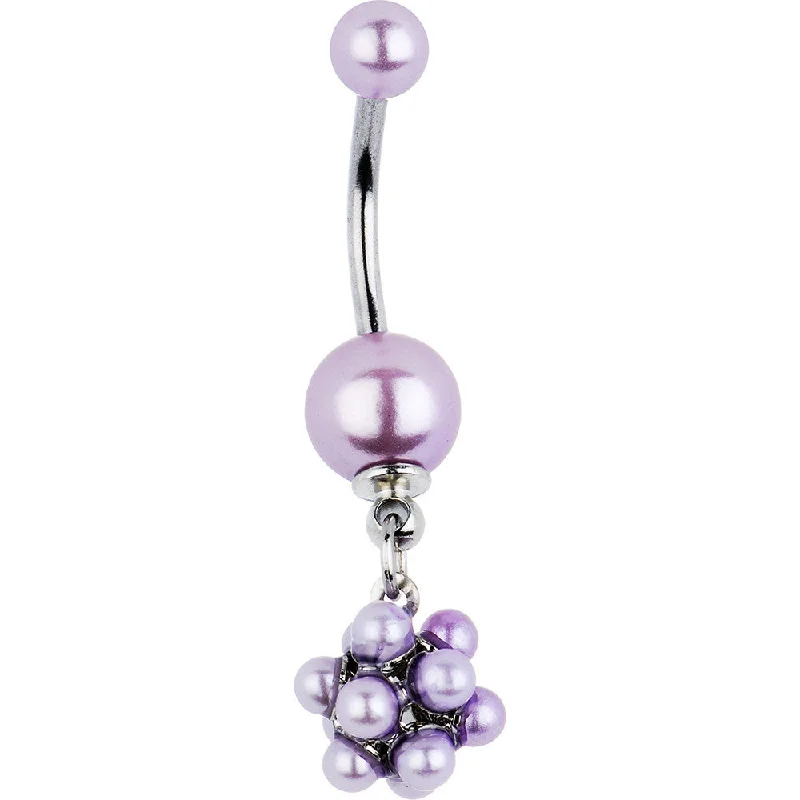 Belly Rings with Beautiful Detailing for Chic Style -Purple Dapper Drop Faux Pearl Belly Ring Belly Rings with Beautiful Detailing for Chic Style -Purple Dapper Drop Faux Pearl Belly Ring