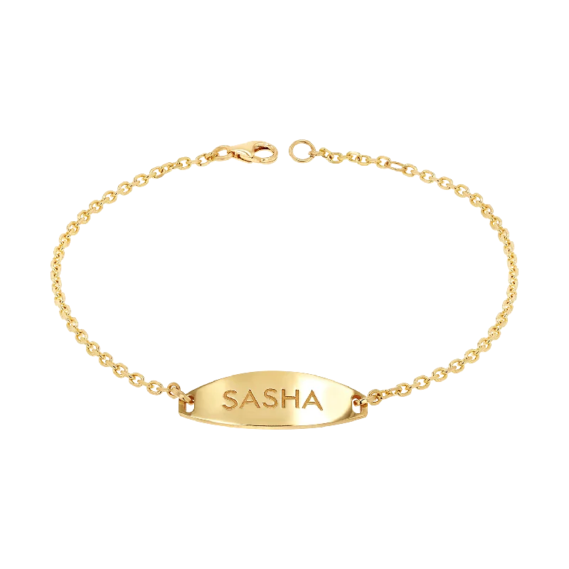 Men's Bracelets with Engraved Initials-Signature Elongated Oval ID Engravable Bracelet Men's Bracelets with Engraved Initials-Signature Elongated Oval ID Engravable Bracelet