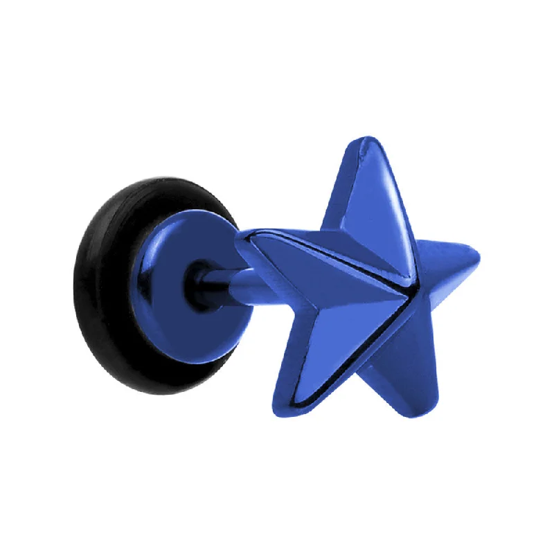 Women's Earrings – Elegant Designs for Every Personality--Blue Titanium Star Cheater Plug