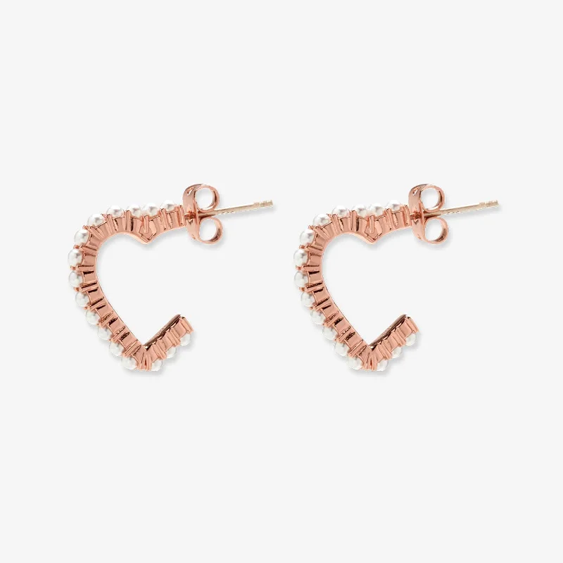 Women's Earrings – Elegant Designs for Every Personality--Pavé Pearl Heart Hoop Earrings