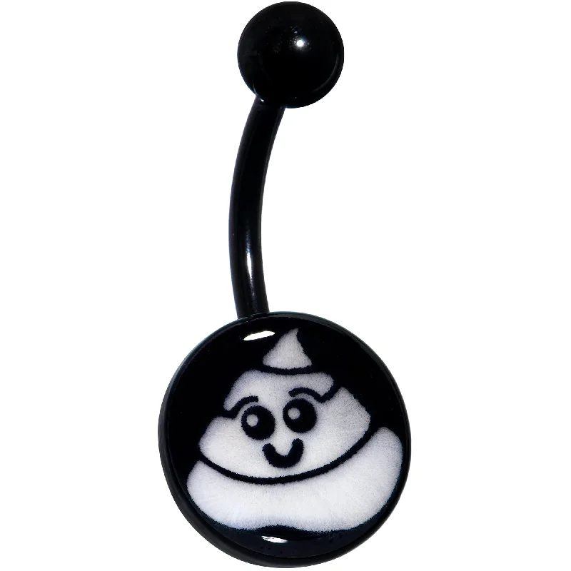 Unique Belly Rings for Creative Piercings -Black Glow in the Dark Poop Belly Ring