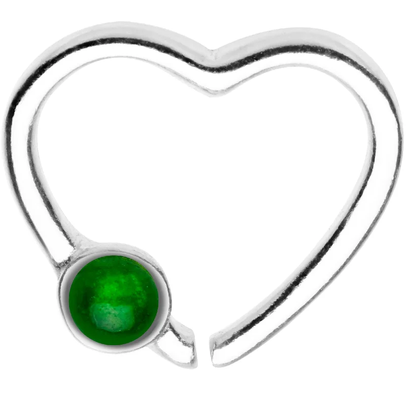 Women's Earrings – Elegant Designs for Every Personality--925 Silver Venturine Gem Heart Right Daith Cartilage Tragus
