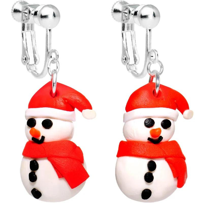 Women's Earrings – Elegant Designs for Every Personality--Silver Plated Bundled Up Christmas Snowman Clip On Earrings Women's Earrings – Elegant Designs for Every Personality--Silver Plated Bundled Up Christmas Snowman Clip On Earrings
