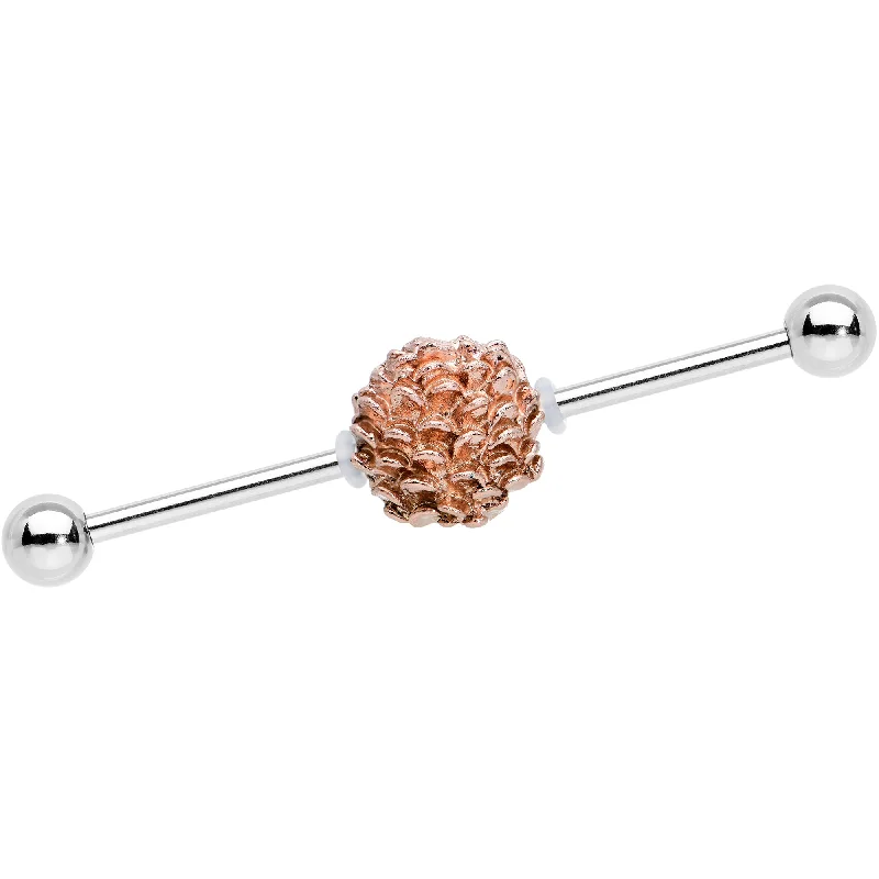 Women's Earrings – Elegant Designs for Every Personality--14 Gauge Autumn Pine Cone Industrial Barbell 38mm