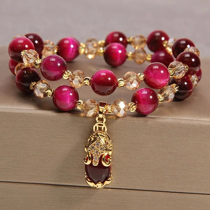 Gold-Plated Bracelets for Men-Buddha Stones Tiger Eye Pixiu Fox Money Bag Protection Self Confidence Double Wrap Bracelet Gold-Plated Bracelets for Men-Buddha Stones Tiger Eye Pixiu Fox Money Bag Protection Self Confidence Double Wrap Bracelet