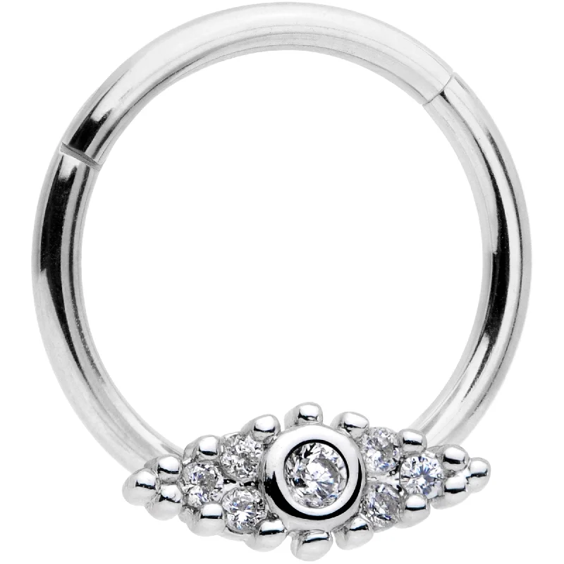 Nose Rings with Large Designs -16 Gauge 3/8 Clear CZ Gem Art Deco Cat Eye Hinged Septum Segment Ring Nose Rings with Large Designs -16 Gauge 3/8 Clear CZ Gem Art Deco Cat Eye Hinged Septum Segment Ring