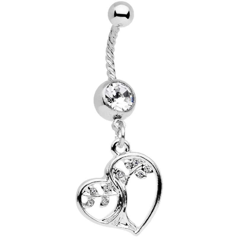Stylish Belly Rings for Exclusive Fashion -Clear Gem Tree Of Love Twisted Dangle Belly Ring Stylish Belly Rings for Exclusive Fashion -Clear Gem Tree Of Love Twisted Dangle Belly Ring