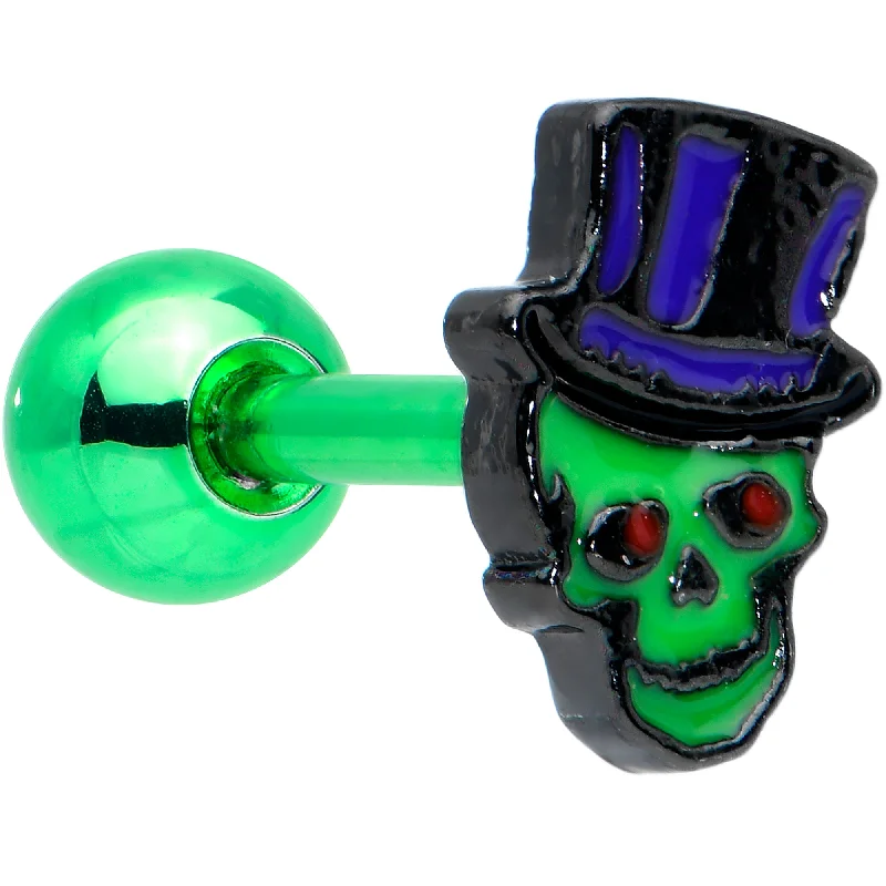 Women's Earrings – Elegant Designs for Every Personality--16 Gauge 1/4 Green Top Hat Skull Halloween Cartilage Tragus Earring Women's Earrings – Elegant Designs for Every Personality--16 Gauge 1/4 Green Top Hat Skull Halloween Cartilage Tragus Earring