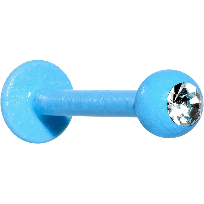 Classic Lip Rings with Delicate Touch16 Gauge 3/8 Clear Gem Blue Glow In The Dark Effect Plated Labret Monroe