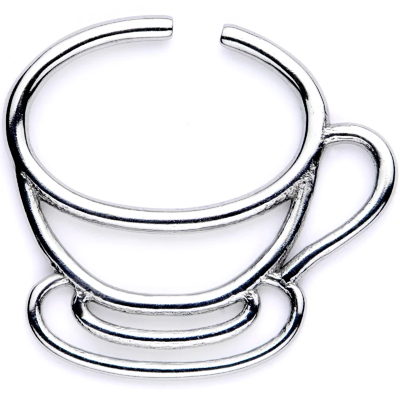 Women's Earrings – Elegant Designs for Every Personality--18 Gauge 5/16 Stainless Steel Tiny Tea Cup Closure Ring