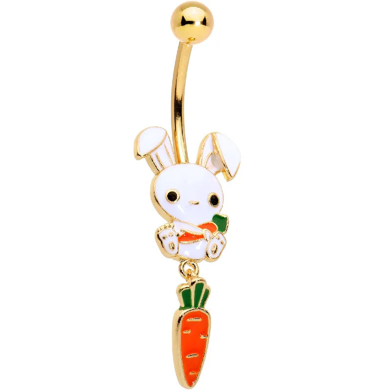 Unique Belly Rings for Statement Style -Gold Tone Cutie Easter Bunny Carrot Dangle Belly Ring Unique Belly Rings for Statement Style -Gold Tone Cutie Easter Bunny Carrot Dangle Belly Ring