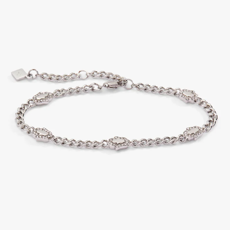 Women's Bangles with Swarovski Crystals-Hamsa Curb Chain Bracelet