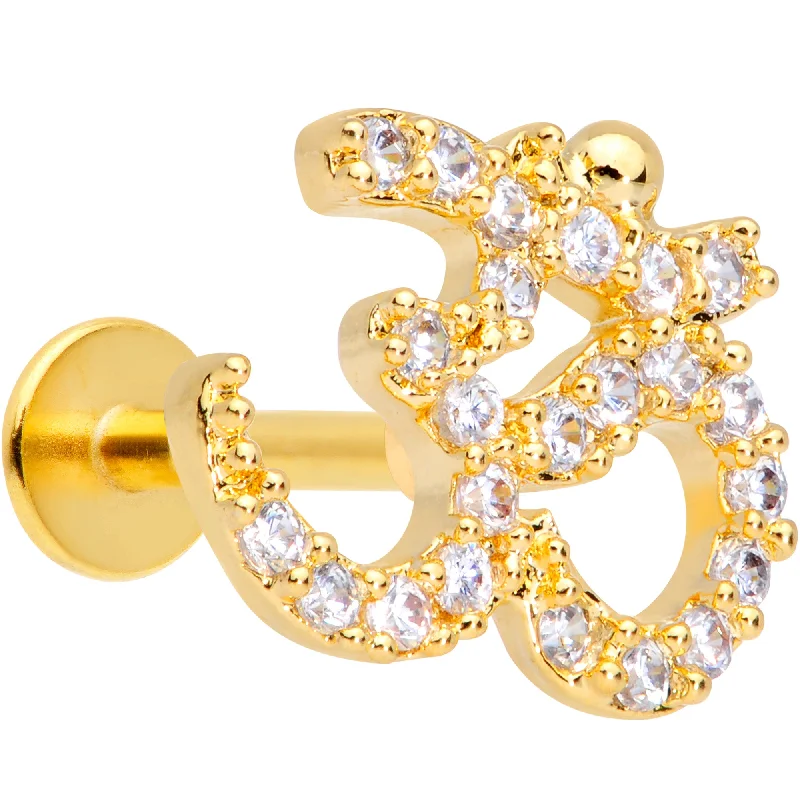 Trendy Lip Rings for Everyday Glam16 Gauge 5/16 Clear CZ Gem Gold Tone Amazing Om Labret Monroe Tragus Trendy Lip Rings for Everyday Glam16 Gauge 5/16 Clear CZ Gem Gold Tone Amazing Om Labret Monroe Tragus