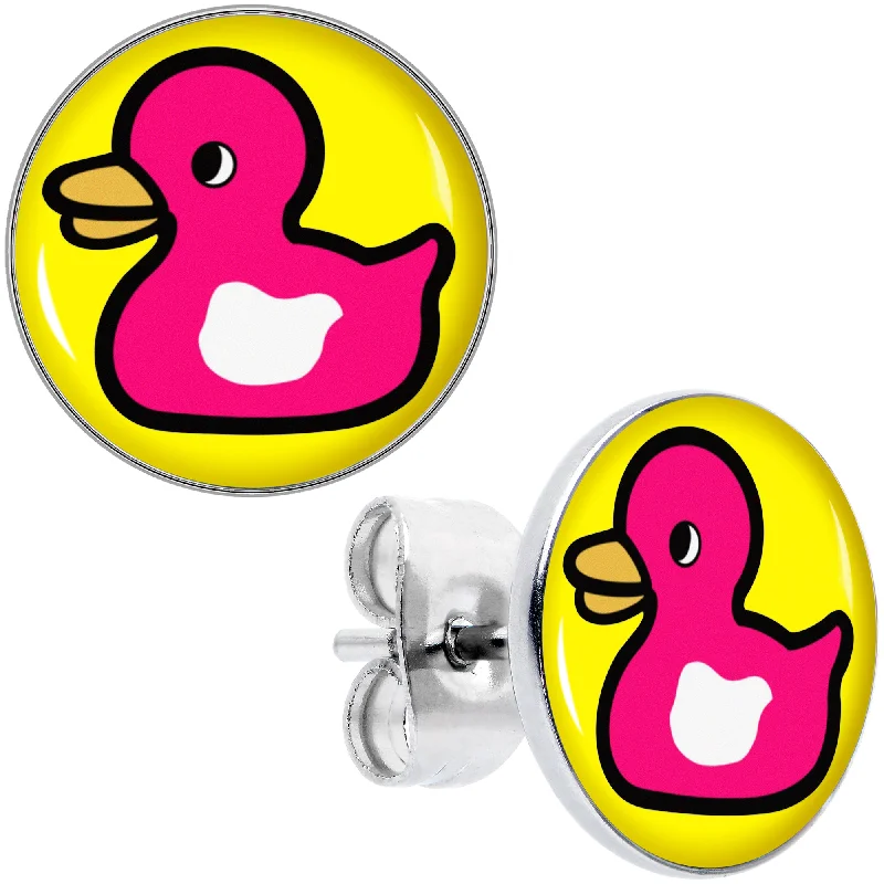Women's Earrings – Elegant Designs for Every Personality--Pink Ducky Stud Earrings